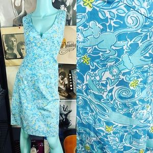 🐒VINTAGE RARE LILLY PULITZER RETRO COTTON KISS THE COOK MONKEY FLORAL DRESS 6